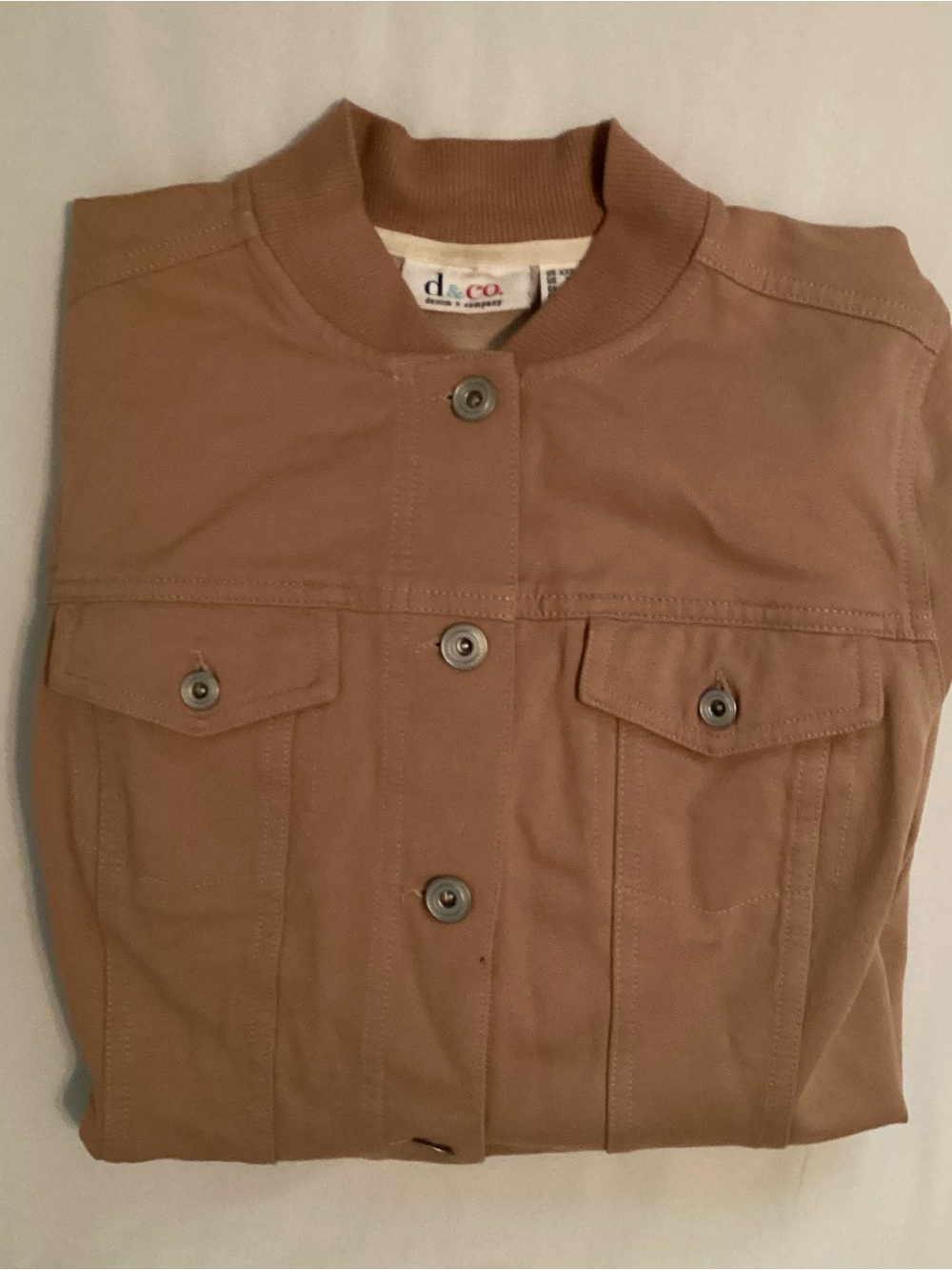 Denim & Company Ladies Button Front Tan Long Sleeve Jacket Size XXS